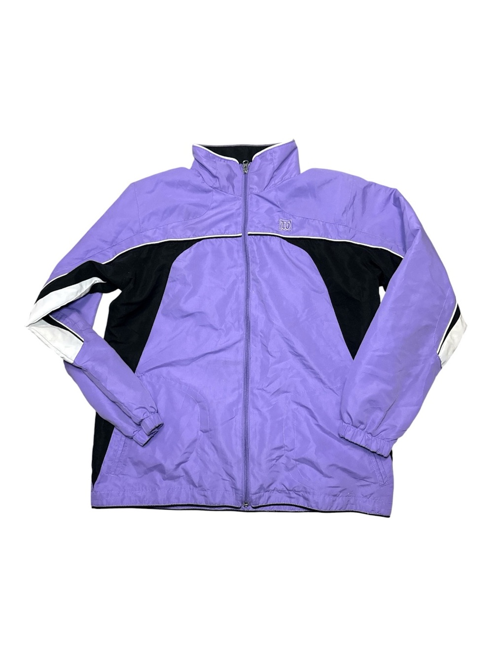 Vintage WILSON Women's Colorblock Purple Black Windbreaker Tennis Jacket Small